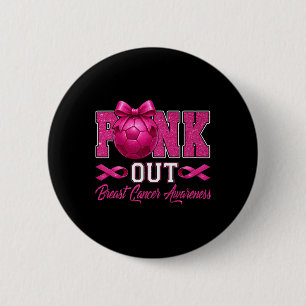 Pink Out Breast Cancer Awareness Coquette Bow And  6 Cm Round Badge