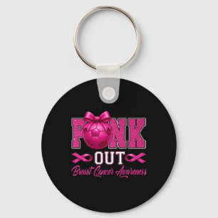 Pink Out Breast Cancer Awareness Coquette Bow And  Key Ring