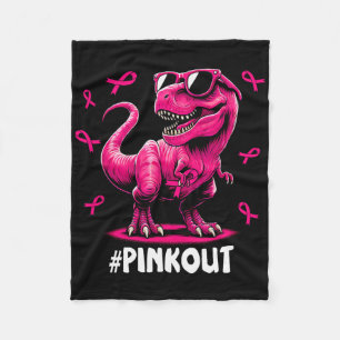 Pink Out Breast Cancer Dinosaur Ribbon Boy Girl Ki Fleece Blanket
