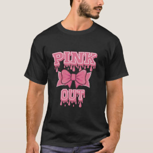 Pink Out Breast Cancer Football Coquette Bow Mum G T-Shirt