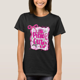 Pink Out Breast Cancer Footll Coquette Bow Mum Gir T-Shirt