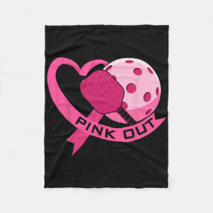 Pink Out Breast Cancer Pink Ribbon Heart And Pickl Fleece Blanket