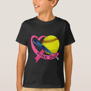 Pink Out Breast Cancer Pink Ribbon Heart With Soft T-Shirt
