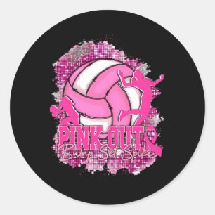 Pink Out Bump Set Spike Volleybyll Breast Cancer A Classic Round Sticker