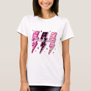 Pink Out Chequered Lightning Bolt Breast Cancer Aw T-Shirt