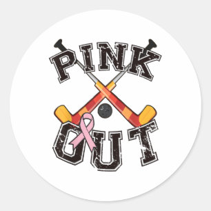 Pink Out Field Hockey Team Breast Cancer Awareness Classic Round Sticker