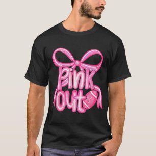 Pink Out Football Bow Preppy Breast Cancer T-Shirt