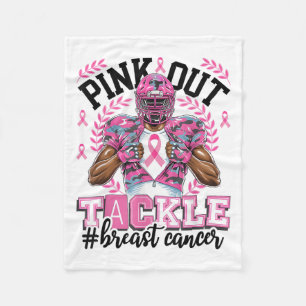 Pink Out Football Breast Cancer Awareness Tackle P Fleece Blanket