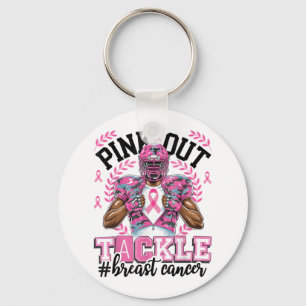Pink Out Football Breast Cancer Awareness Tackle P Key Ring