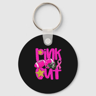 Pink out football pink ribbon breast cancer key ring