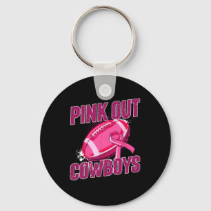 Pink Out Football Tackle Breast Cancer Key Ring
