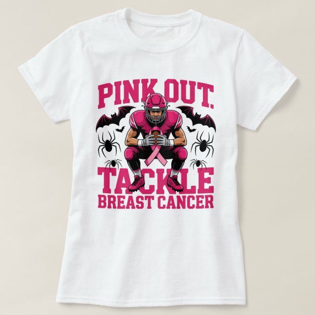 Pink Out Football TACKLE Breast Cancer Shirt (Design Front)