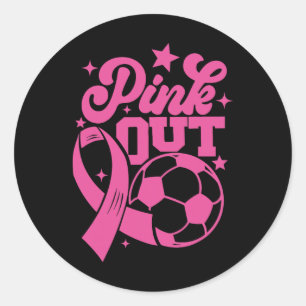 Pink Out Kick For A Cure Soccer Breast Cancer Pink Classic Round Sticker