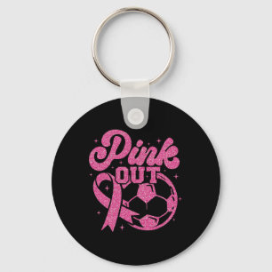Pink Out Kick For A Cure Soccer Breast Cancer Pink Key Ring