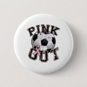 Pink Out Soccer Team Breast Cancer Awareness Month 6 Cm Round Badge