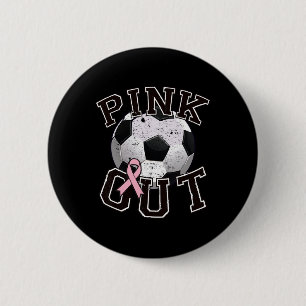 Pink Out Soccer Team Breast Cancer Awareness Month 6 Cm Round Badge