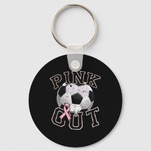 Pink Out Soccer Team Breast Cancer Awareness Month Key Ring
