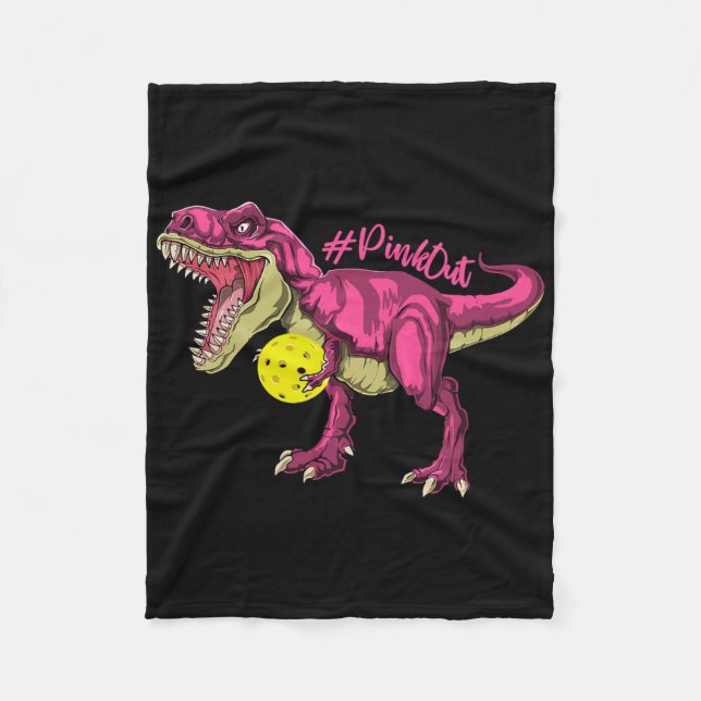 Pink Out T Rex And Picklebyll Byll Breast Cancer A Fleece Blanket (Front)