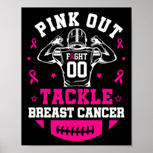 Pink Out Tackle Breast Cancer Awareness American F Poster