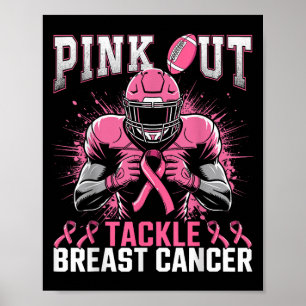 Pink Out Tackle Breast Cancer Awareness American F Poster