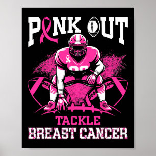 Pink Out Tackle Breast Cancer Awareness American F Poster