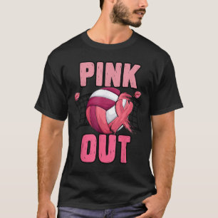 Pink Out Volleyball Breast Cancer Awareness Ribbon T-Shirt