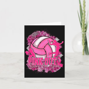 Pink Out Volleybyll Pink Ribbon Breast Cancer Awar Card