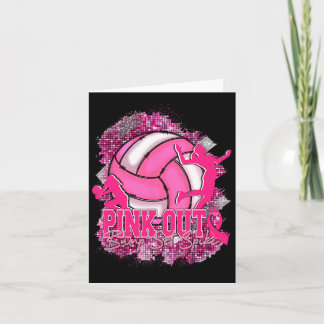 Pink Out Volleybyll Pink Ribbon Breast Cancer Awar Card