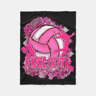 Pink Out Volleybyll Pink Ribbon Breast Cancer Awar Fleece Blanket