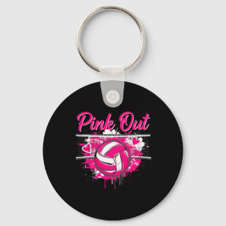 Pink Out Volleyll Breast Cancer Awareness Support  Key Ring