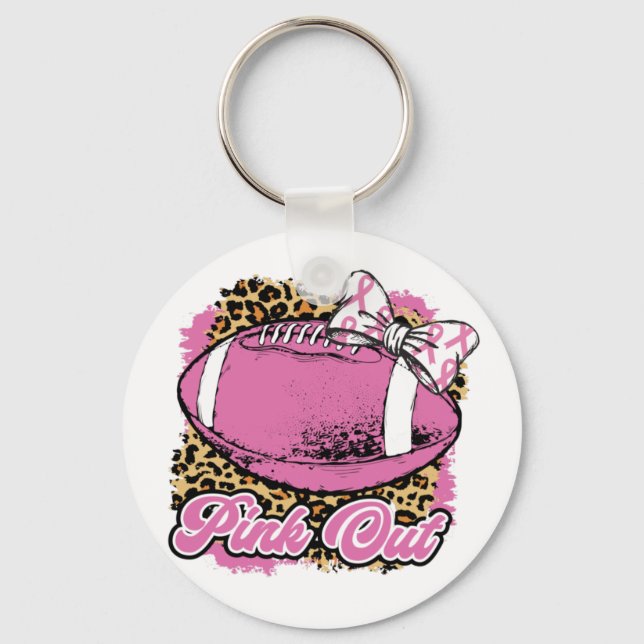 Pink Out With Rugby (Softball) Ball Key Ring (Front)