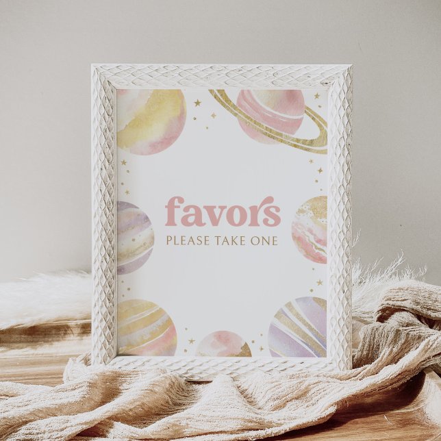 Pink Outer Space Girl Birthday Favours Sign (Creator Uploaded)