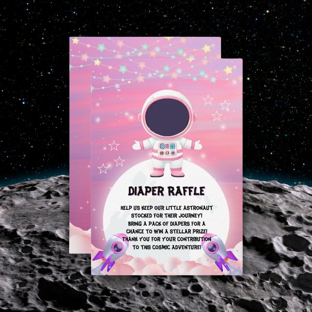 Pink Outer Space Little Explorer Baby Shower  Enclosure Card (Creator Uploaded)