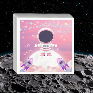 Pink Outer Space Little Explorer Baby Shower Napkin
