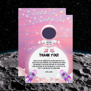 Pink Outer Space Little Explorer Baby Shower  Thank You Card