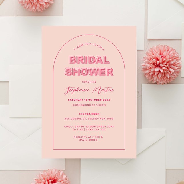 Pink Outline Bold Type Bridal Shower Invitation (Creator Uploaded)