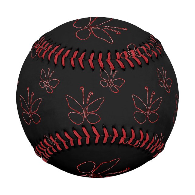 pink outline butterflies black Thunder_Cove Baseball (Front)