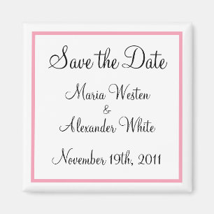 Pink Outline Save the Date Magnet