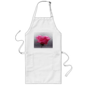 pink over grey long apron