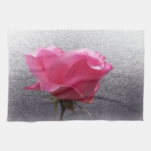 pink over grey tea towel