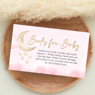 Pink Over the Moon Baby Shower Books for Baby Enclosure Card
