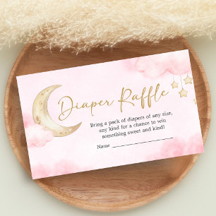 Pink Over the Moon Baby Shower Diaper Raffle Enclosure Card