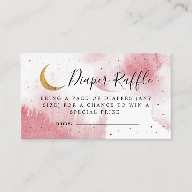 Pink Over The Moon Baby Shower Diaper Raffle Enclosure Card (Front)