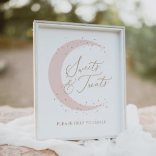 Pink Over the Moon Baby Shower Sweets and Treats Poster