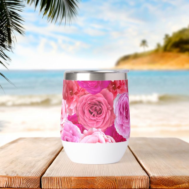 Pink Oversized Flowers Floral Collage  (Beach)