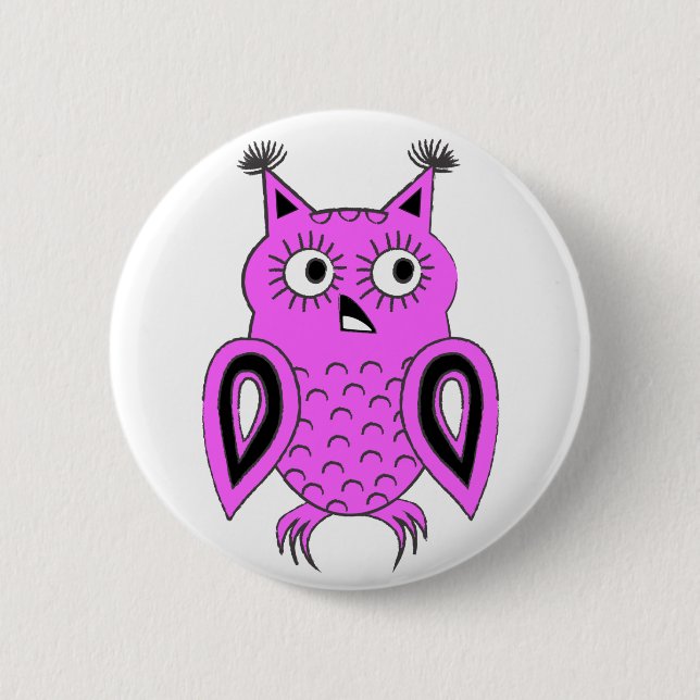 Pink Owl 6 Cm Round Badge (Front)