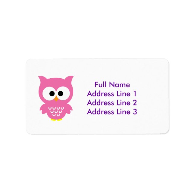 Pink owl address labels (Front)