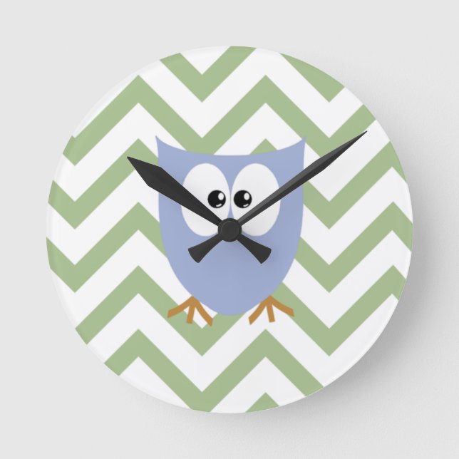 Pink Owl Baby Girl Nursery Bedroom Round Clock (Front)