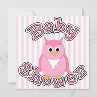 Pink Owl Baby Shower Invitation