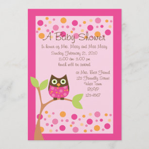 Pink Owl Baby Shower Invitation-hotpink by request Invitation